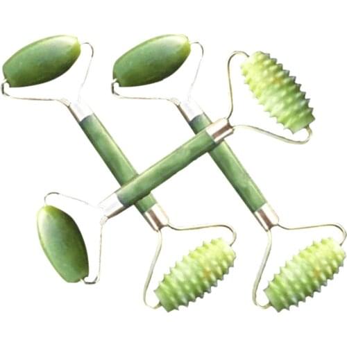 Double Natural Jade Facial Roller Slimming Faces Neck Push Jade Massager Tighten Skin Practical Beauty Device Face Care Tools