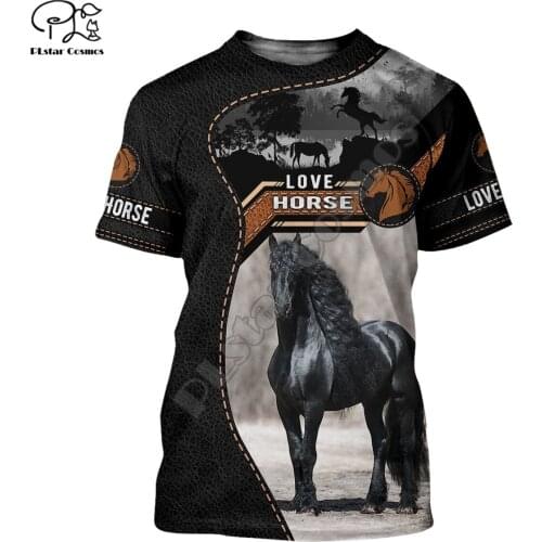 PLstar Cosmos Animal Love Horse Colorful NewFashion 3DPrint Mens/Womens Streetwear Summer Casual Funny Short Sleeves T-Shirts F3