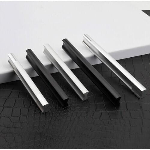 JD Modern Long 128mm Cabinet Handle Minimalist Wardrobe Black Silver Door Handle Aluminum Small Drawer Pulls Hardware 201