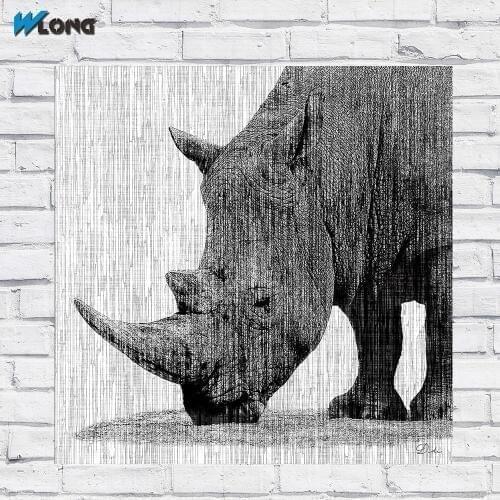 Fashion Large size Printing Oil Painting Power of a Rhino Wall Art Canvas prints pictures for living room and bedroom No Frame