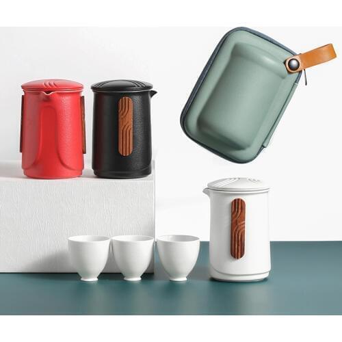 LUWU ceramic teapots with 3 cups chinese tea sets drinkware