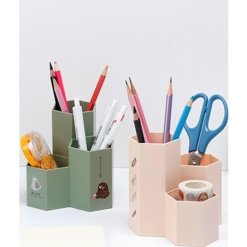 Creative Fashion Pen Holder Desk Stationery Storage Organizer Office Accessories Pencil Box Multi-function Makeup Brush Holder