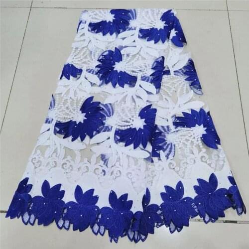 Milk silk Guipure Cord African Two colors Lace Fabric With Rhinestones High Quality Swiss Voile In Switzerland Nigeria Lace