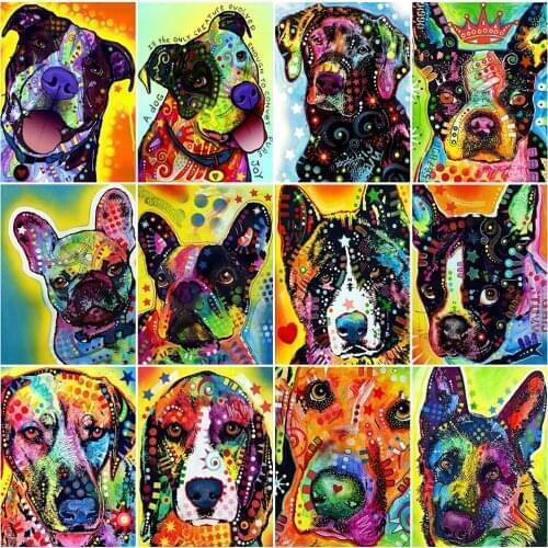 MomoArt 5D DIY Full Square Diamond Embroidery Dog Cross Stitch Kits Diamond Painting Animal Handmade Gift Wall Decorations