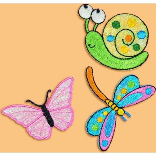 Cartoon Honey Bee Patch for Kids Clothes Iron On Embroidery Butterfly Stickers DIY Children Garments Animal Appliques Badges