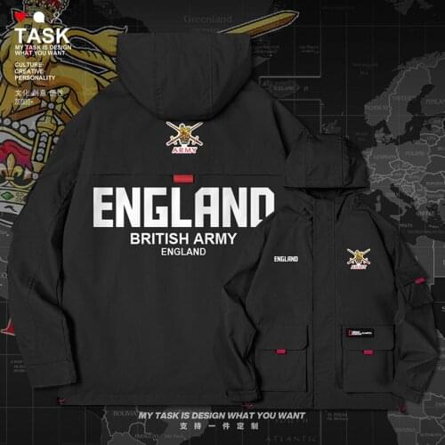 England English ENG UK men jacket hooded Land Force logo army fan mens Military windbreaker mens printed top autumn clothes