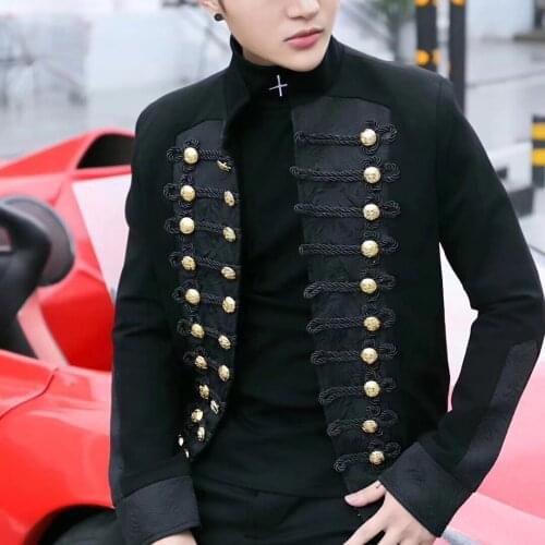 Male Show Tide Nightclub Leisure Time Self-cultivation Jacket Court Singer Hairstyle Division Mans Suit Loose Coat Blazer Hombre