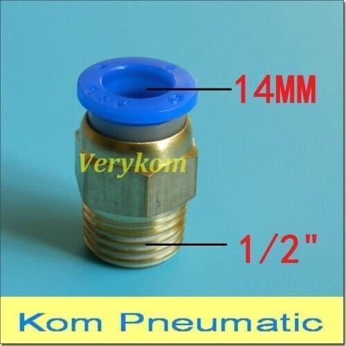 Wholesale 100pcs/lot Pneumatic 14mm To 1/2" Male Straight PU Tube Cylinder Valve Air Fitting PC14-04 One Touch Hose Connector