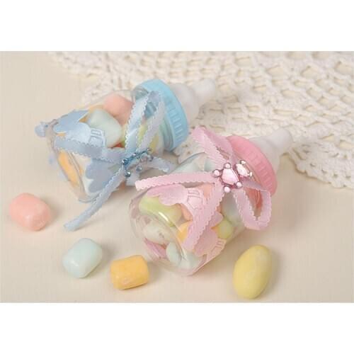 Girl Boy Baby Shower Decorations Chocolate Candy Bottle Baptism Favors Christmas Halloween Party Gifts Box Plastic Case