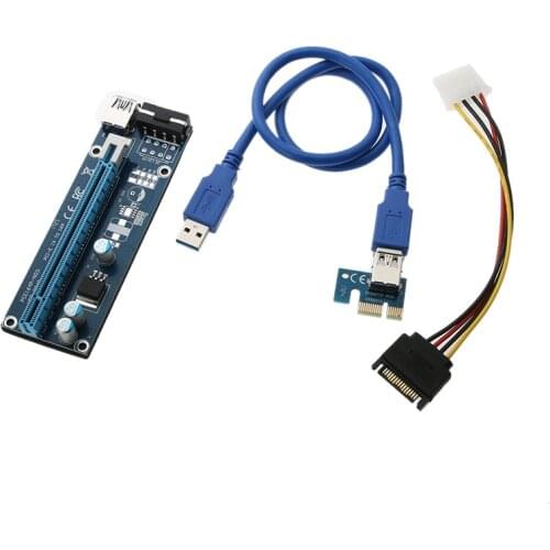 Alloyseed USB 3.0 PCI-E Riser card PCIE Express 1X 4x 8x 16x Extender Riser Adapter Card SATA 15pin to 4 pin molex Power Cable