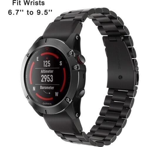 Ktab Fenix 5X Band, Stainless Steel Metal Strap for Garmin fenix 5S/5/5X Quick Release Easy Fit 26mm 22mm 20mm Link Metal Strap