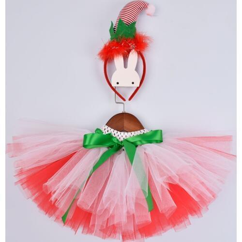 Christmas Tutu skirt Baby Girls Christmas Costume for toddlers Kids Halloween Costume Outfit Santa headbands Red/white Tutus