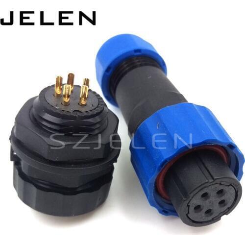 SD16 , Waterproof 5-pin plug female and 5 pin socket Male connector, IP68, Wire connectors, Electric car power connector 5 pins