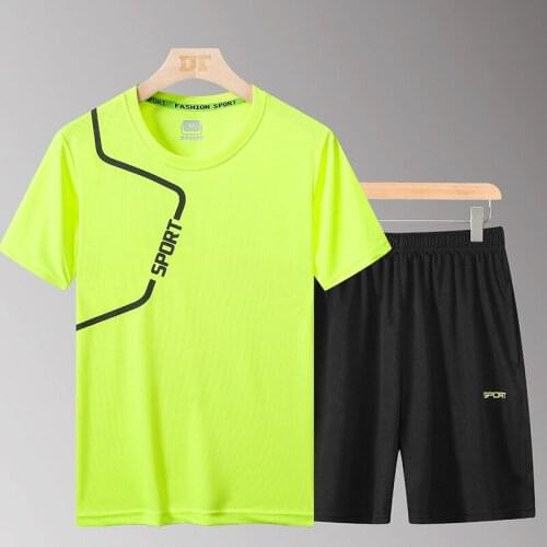 Sportswear Men Tracksuit Summer Loose Short Sleeve Sweatshirt+short Running Jogger Fitenss Gym Workout Casual Set Sport Suit