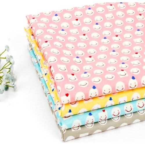 Smiley Face Pattern Polyester Fabric By The Meter Fabric Sheets For Sewing Clothes Dresses Hand-Sewing Textile Supplies 45*145cm