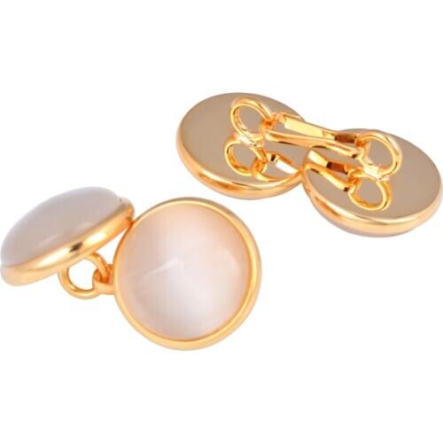 High-end Blue White Green Pink Opal Chain Cufflinks Mens Business Banquet Wedding Jewelry Gifts Semi-precious Stone Cuff Links