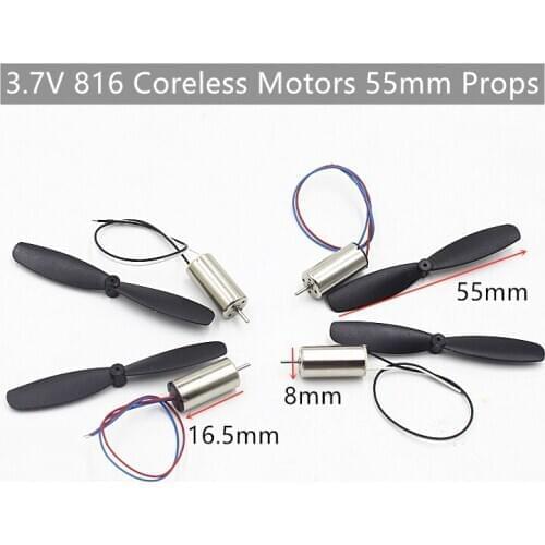 3.7V DC Micro Motor 816 High Speed Brushless 55mm Props Blades Fan DC Motor for DIY drones Toys Accessories model airplane