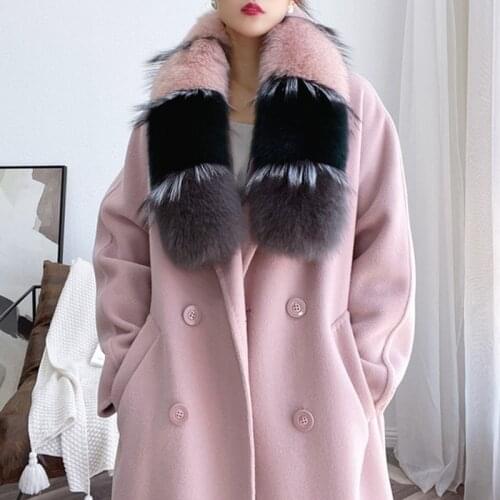 2019 winter womens fashion luxury fox fur patchwork color collar