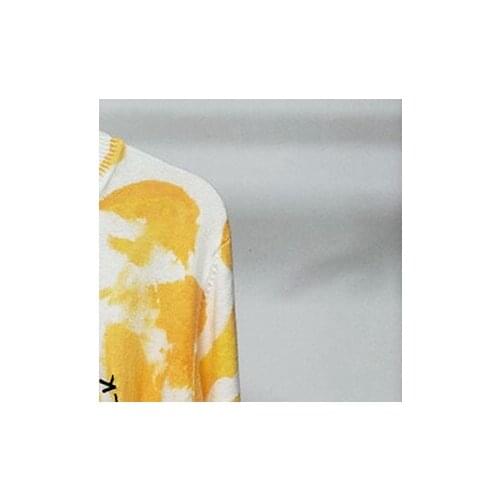 2021 Autumn and Winter New Womens Smiley Face Tie-dye Knitted Top Women Pullover