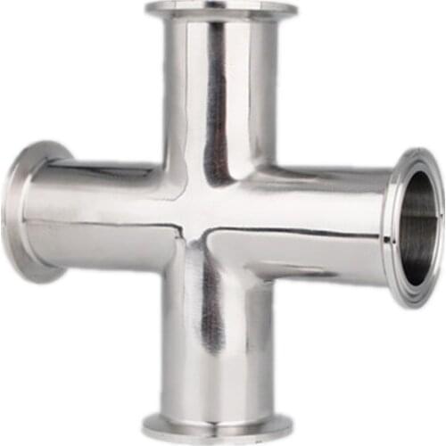 1.5'' 19mm 25mm 32mm 38mm 45mm 51mm 57mm 63mm 76mm 89mm 102mm Sanitary 304 Stainless Steel Tri Clamp Cross 4 Way Pipe Fitting