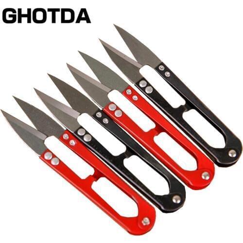 1Pcs U-shaped Mini Scissors For Fishing Sewing Scissors Nippers Fish Use Scissors Fishing line cutter tools Random Color