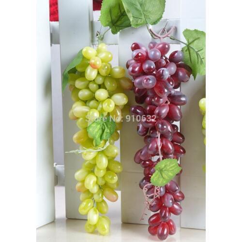2 Bunchs 110pcs Length 36cm Artificial Green/Purple Display Grape Fruit For Wedding House Home Hotel Decoraton