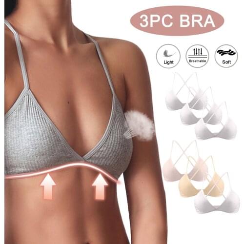 3PCs Sexy Underwear Women Deep V Bralette Sexy Style Underwear Cup Wireless Lingerie Push Up Bra 2021 Ladies Summer sutiã ativo