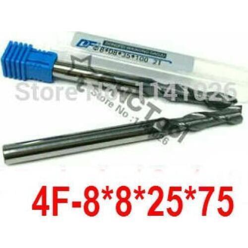 4F-8*8*25*75, 4 Flute Long Solid Carbide End Mill ALTiN Coat, Milling Cutter, CNC Lathe Tool, Router Bits for Metal Cutting