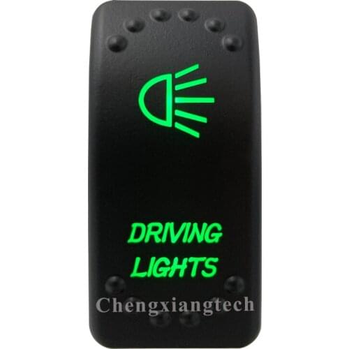 5 Pin On Off SPST Car Boat Rocker Switch- Driving Lights - Green Led Light- for 4x4 Carling Narva Caravan Marine 12v 24v