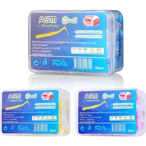 60/20 PCS Adults Interdental Brush Clean Between Teeth Dental Floss L-shaped Slim Toothpick Cleaning Brushes Teeth Oral Care