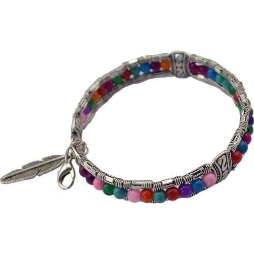 Africa Ethnic Bohemian Red Blue Stone Beaded Bracelets for Women pulseira feminina Gypsy Tribal Statement Bracelet Party Gift