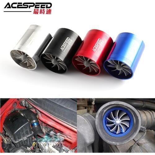 Car Turbine Supercharger Turbo Charger Double Air Filter Intake Fan Fuel Gas Saver Kit