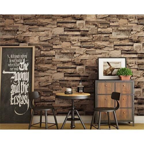 Beibehang Vintage simulation stone wall paper coffee shop bar restaurant clothing store PVC papel de parede 3d wallpaper behang