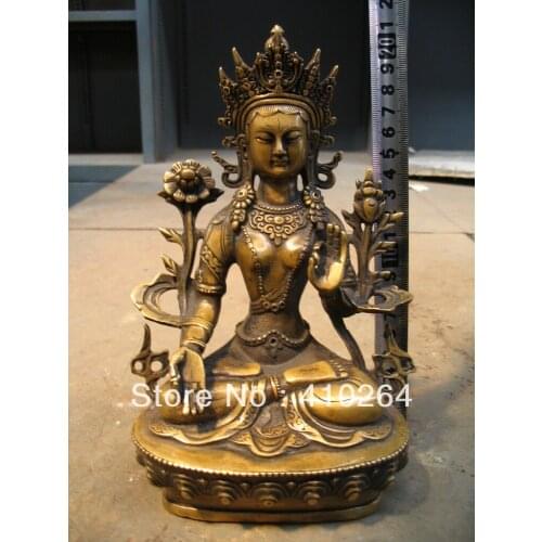 FREE SHIPPING [Nice Discount ] Collections Buddha Bronze Statue 21CM beautiful green Tara