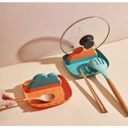 Household Spoon Rack Kitchen Pot Lid Storage Rest Creative Multi Function Utensils Rack Soup Spoon Spatula Storage Rack Plastic