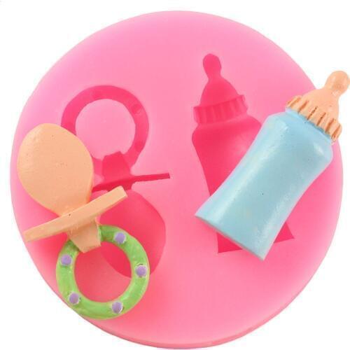 Baby Feeding Bottle Chocolate Silicone Molds DIY Baby Birthday Fondant Cake Decorating Tools Clay Candy Moulds
