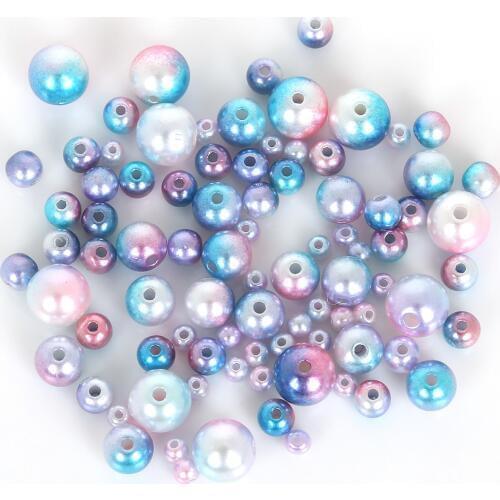 Diameter 4/6/8/10mm 50-500pcs/bag Aperture 1mm ABS Pearl Round Five-color DIY Bracelet Becklace Accessories Production