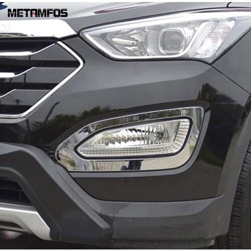 For Hyundai Santa Fe IX45 2013 2014 2015 Exterior Accessories Chrome Front Fog Light Lamp Cover Trim Foglight Decoration Frame