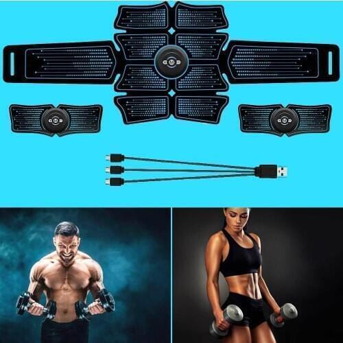 Home Gym EMS Abdominal Muscle Trainer Fitness Equipment Exercise Stimulator Device Machine Body Slimming Burning USB Rechargable