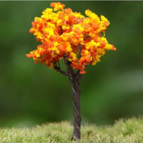 3Pcs/ orange artificial tree/miniatures/cute plants/fairy garden gnome/moss terrarium decor/crafts/bonsai/bottle garden/p002 DIY