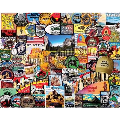 Full Square canvas Paintings Rhinestone Diamond Embroidery National Park Badges Diamond Mosaic Needlework Diamond Paintings