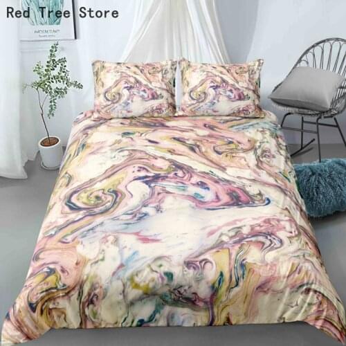 Marble Texture Bedding Set Queen King Size Duvet Cover Pillowcase Quicksand Bed Covers 2/3-Piece Luxury Bedspread Comforter Sets