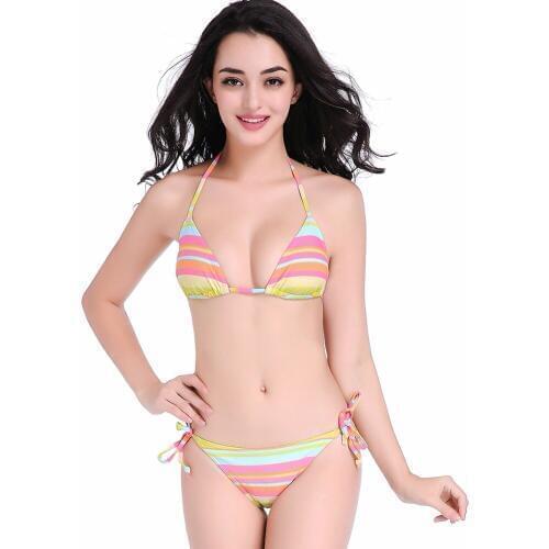 Rainbow Stripe Women Swimsuit Bikini Set Push Up 2018 Sexy Brazilian Beach Summer Female Swimwear Bathing Suit Swim Wear Biquini