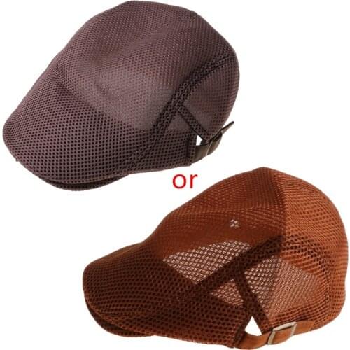 L93F Mens Breathable Mesh Summer Duckbill Hat Newsboy Beret Ivy Cabbie Flat Soft