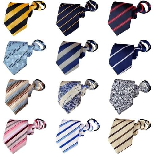 Men Classic Stripe Paisley 8CM Wide Zipper Neckties Pre-tied Wedding Party Ties BWTHZ0380