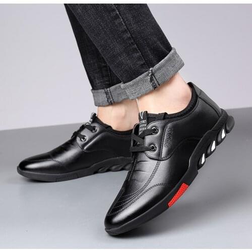 2021 New Men Shoes Leather Cowhide Leather Shoes Men Comfortable Low-top British Casual Single Shoes Leather Shoes Formal Shoes