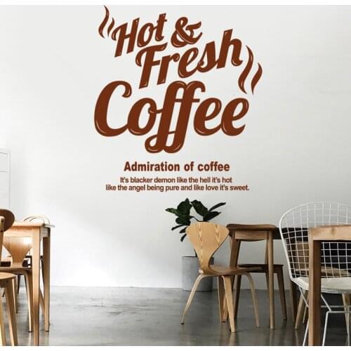 Coffee Shop Sticker Hot Fresh Decal Cafe Vinyl Art Wall Decals Decor Mural Decoration Break Coffee Glass Decals CAFE1014