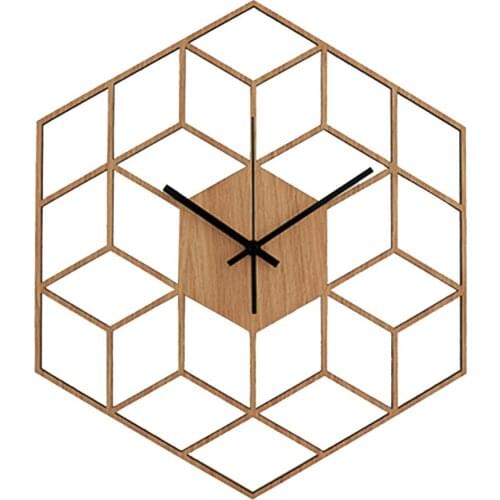30*26cm Wall Clock Wooden Creative Geometry Timer Watch Silent Wall Clocks large Home Decor for room Watches Clock bloquear