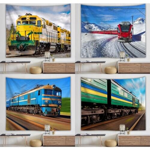 Train tapestry Wall Hanging Polyester Cloth Railway Tapestry Decor Traval Camping Beach Blanket Yoga Mat Sleeping Bedspread Pad