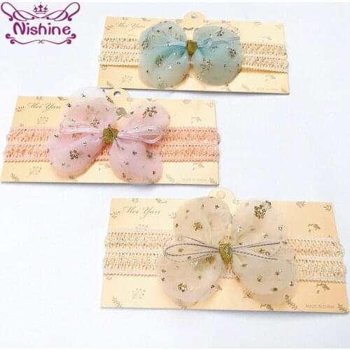 Nishine Lovely Handmade Net Yarn Bowknot Toddler Elastic Hairband Fashion Princess Headband DIY Party Decoration Infant Headwear